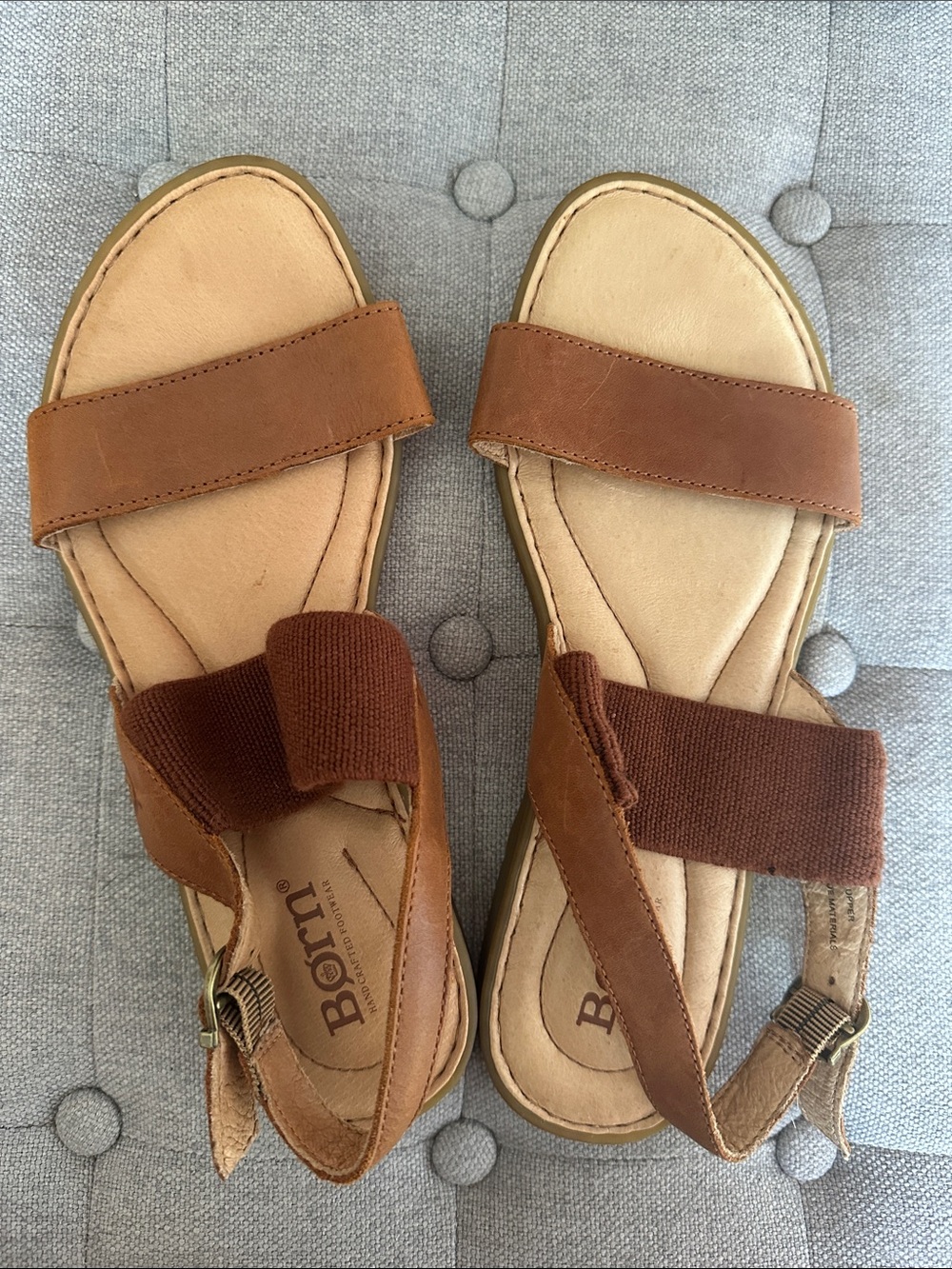 Born Tan/Brown Leather Slingback Sandals